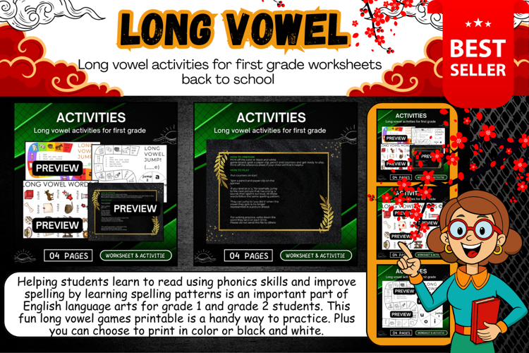 Long vowel activities for first grade Worksheets for kids