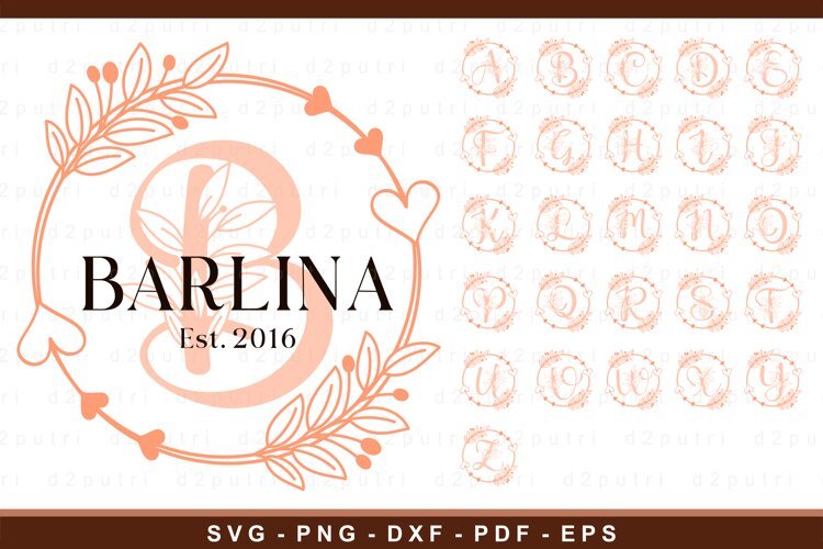 Round Split Letters Monogram SVG DXF PNG EPS PDF Files example image 1