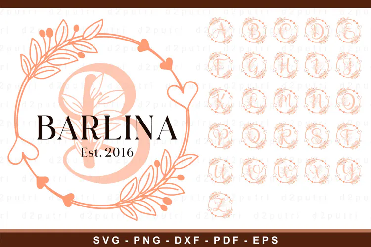 Round Split Letters Monogram SVG DXF PNG EPS PDF Files