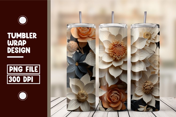 3d flower tumbler wrap sublimation example image 1
