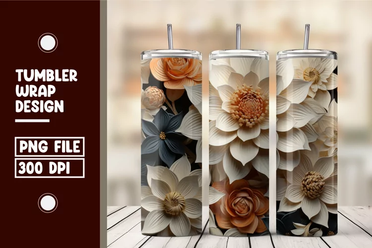 3d flower tumbler wrap sublimation