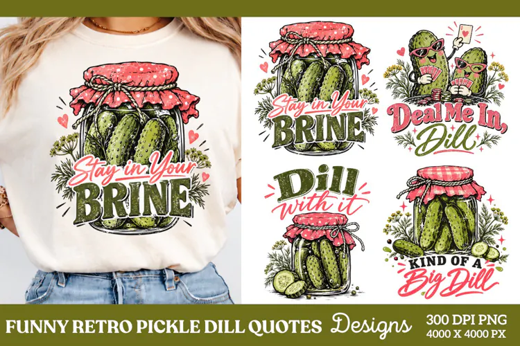 Stay in Your Brine Funny Pickle PNG, Retro Dill Pickle Jar Q