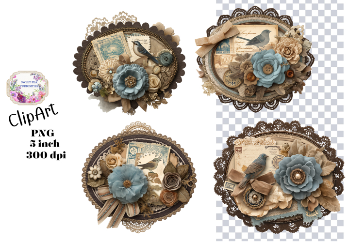 Flowers, Clusters, Ephemera, PNG, Junk Journal, clipart