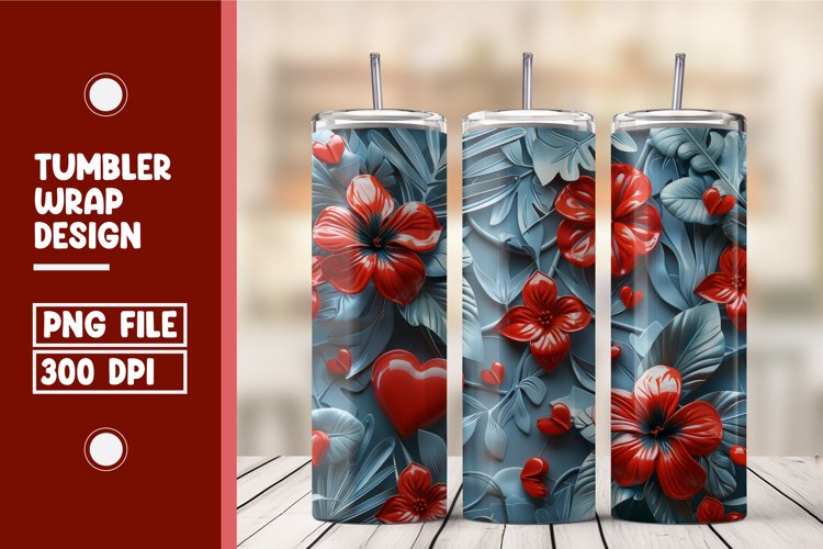 Heart Flower Tumbler Wrap Design