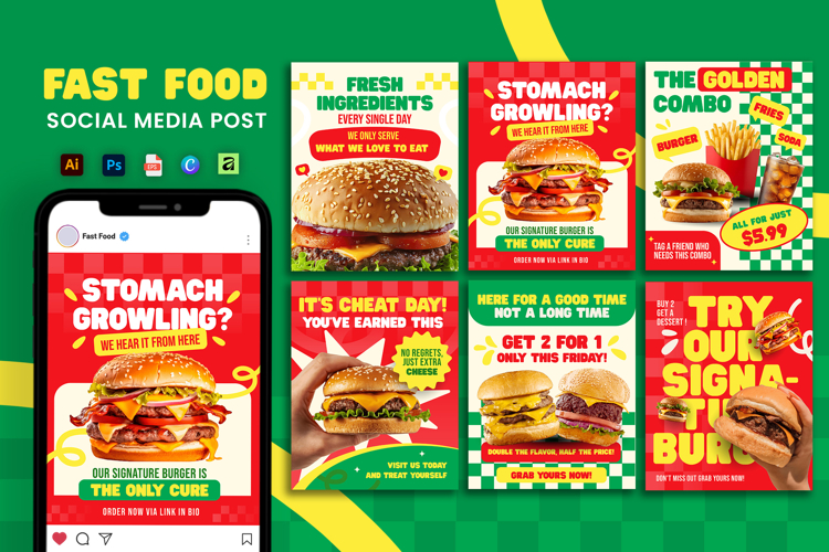 Modern Retro Fast Food - Instagram Post