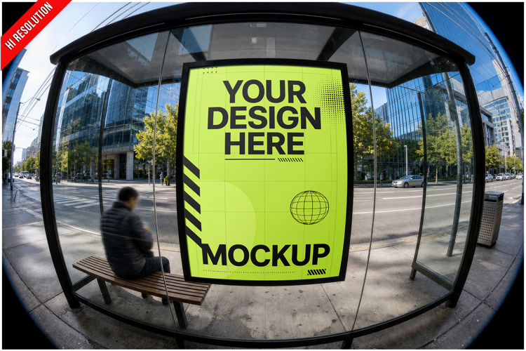 Bus Shelter Poster Urban Street Mock