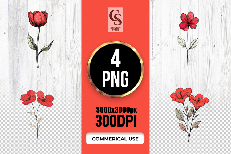 Red Flower Clipart Image 2