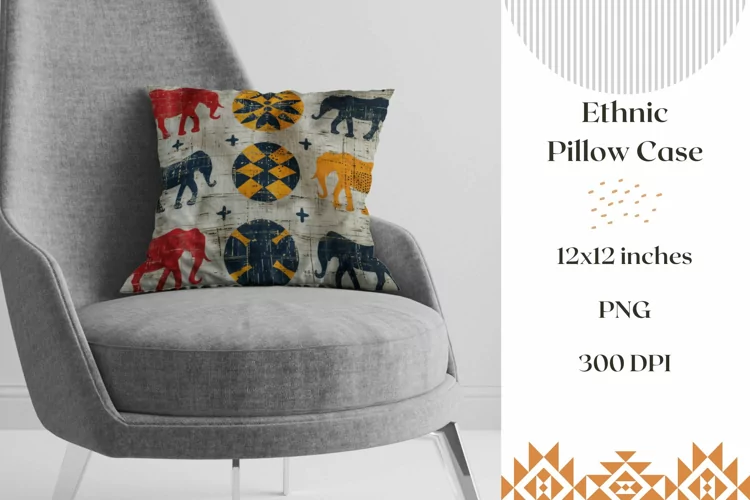 Ethnic Pillow Case Design, Abstract Pillowcase Design