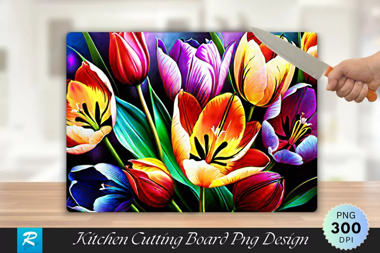Wild Tulip Cutting Board Sublimation Design
