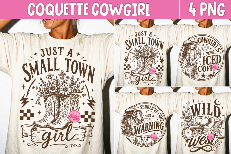 Western Cowgirl PNG, Coquette Country Girl Sublimation