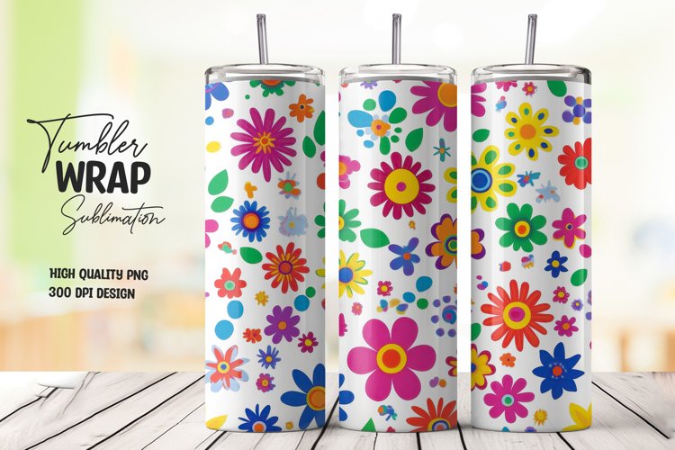 Floral Pattern Tumbler Wrap Sublimation Design example image 1