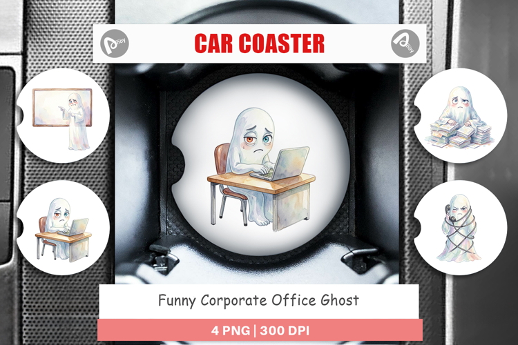 Funny Corporate Office Ghost Car Coaster