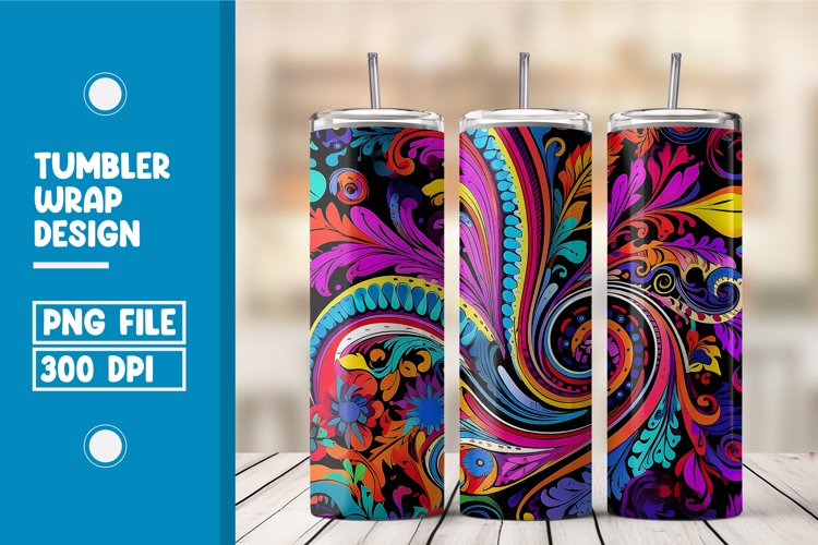Colorful Floral Pattern Tumbler Wrap Design