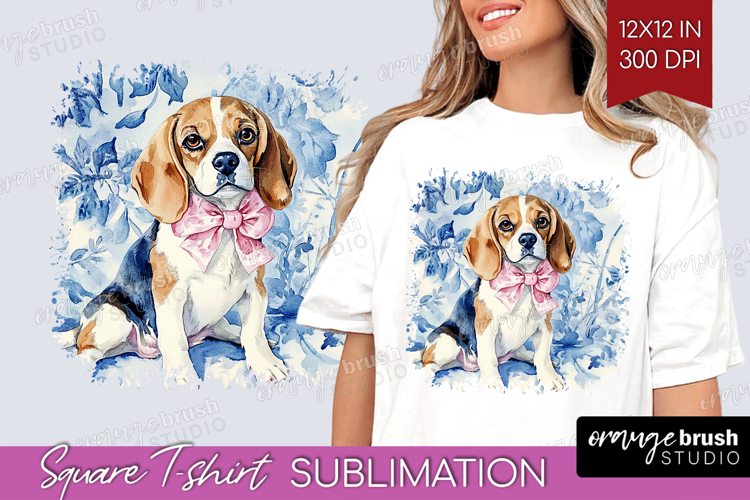 Beagle Dog Square Tshirt Background Blue Toile PNG