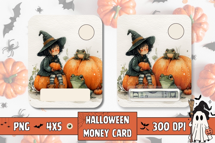 Cartoon Halloween Witch Gift Card Printable, Kids Money Card
