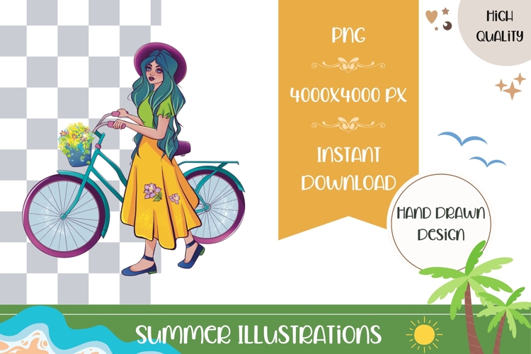 Hand Drawn Summer Girl Illustration, Summer Girl PNG