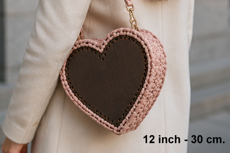 Base for basket purse making heart shape 12 inch 30 cm.