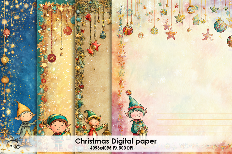 Christmas Elf digital paper, background clipart