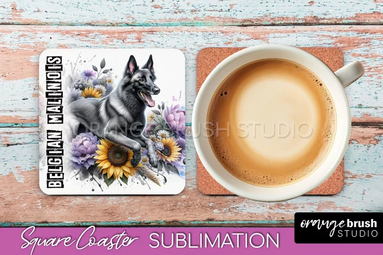 Dog Square Coaster - Dog Mom Floral Coaster Sublimation