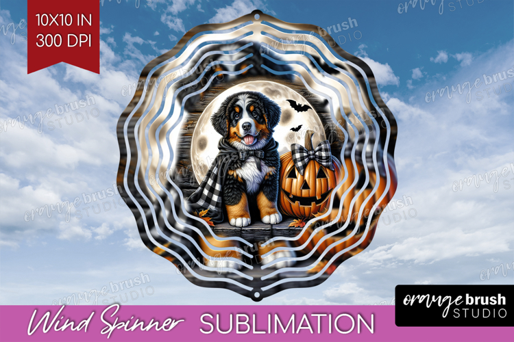 Bernese Mountain Dog Wind Spinner Sublimation PNG Halloween