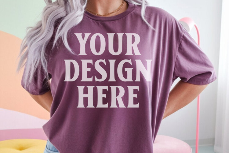 Comfort Colors 1717 Berry TShirt Mockup, CC1717 mockup, Tran example image 1