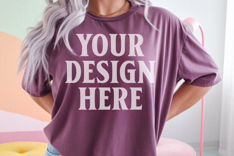 Comfort Colors 1717 Berry TShirt Mockup, CC1717 mockup, Tran
