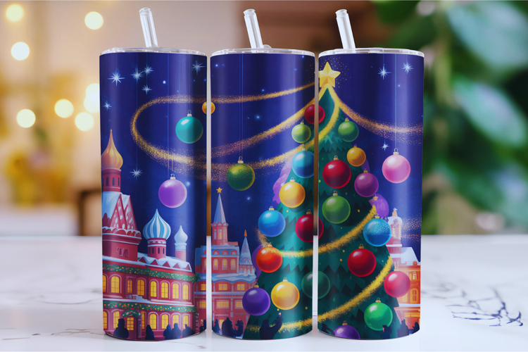 Merry Christmas Tree Tumbler Wrap | Christmas Wrap