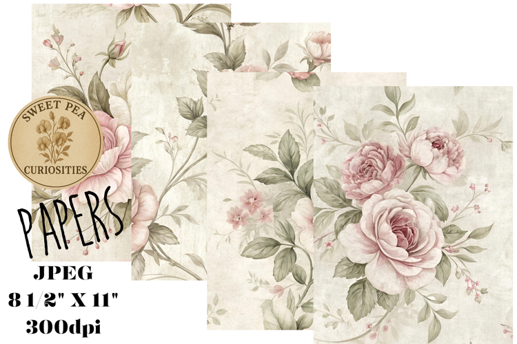 Flowers, Shabby Chic, Papers, Junk Journal