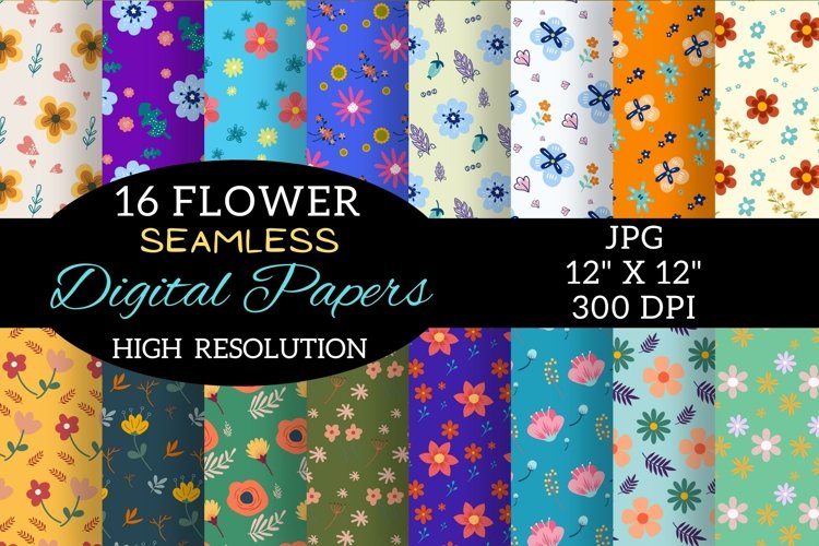 Flower Digital Paper Patterns Design, Flower Digital Paper