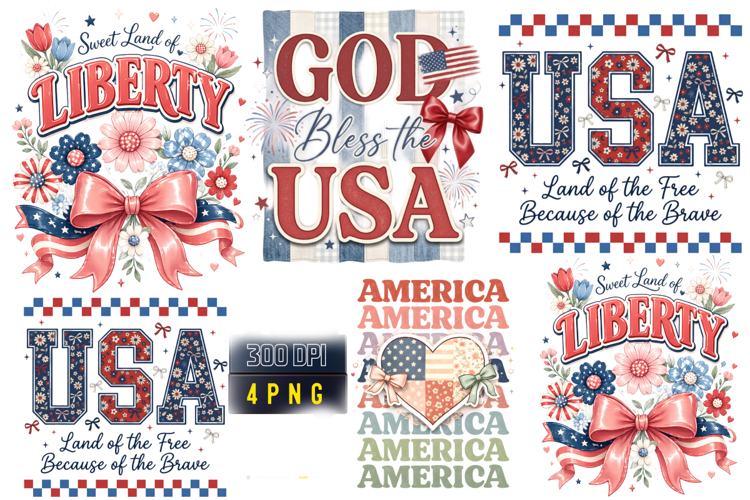 Sweet Land of Liberty USA Patriotic PNG Designs 4th of July