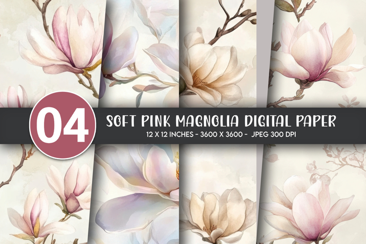 Soft Pink Magnolia Digital Paper