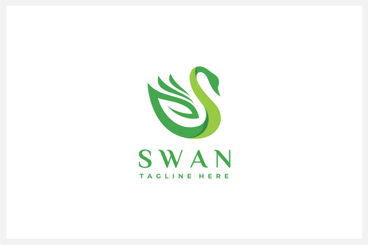Swan Leaf Logo Vector Illustration