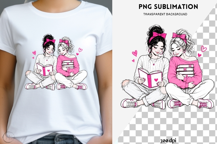 Book besties png design for T-shirts