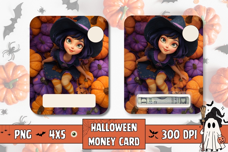 Cute Halloween Witch Gift Card Printable, Money Card Design