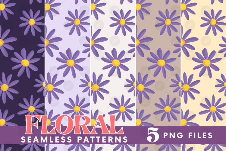 Retro Flowers Seamless Pattern Bundle Floral Png Sublimation