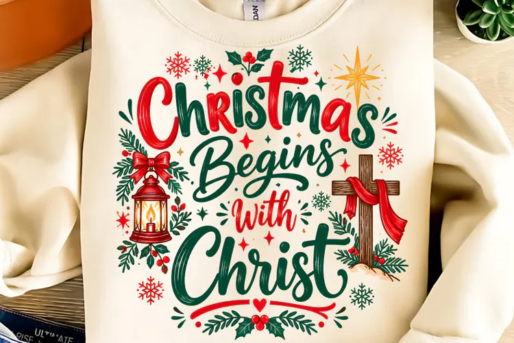 Christmas Begins With Christ PNG. Funny Christmas PNG
