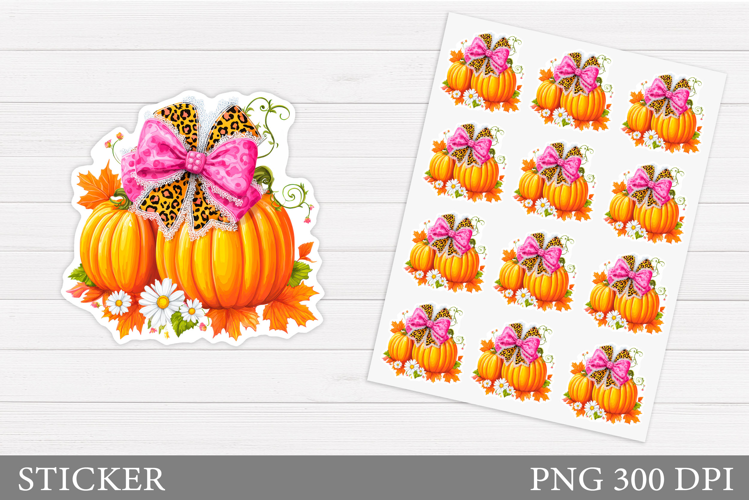 Pumpkin Sticker Printable. Pumpkin Bow Sticker Design