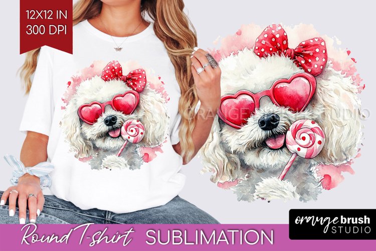 Bichon Frise Valentine Round Tshirt Background Valentines