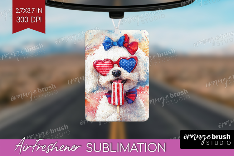 Bichon Frise Dog Air Freshener PNG 4th Of July PNG
