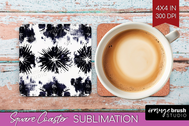 Black and White Square Coaster - Abstract Texture Coaster