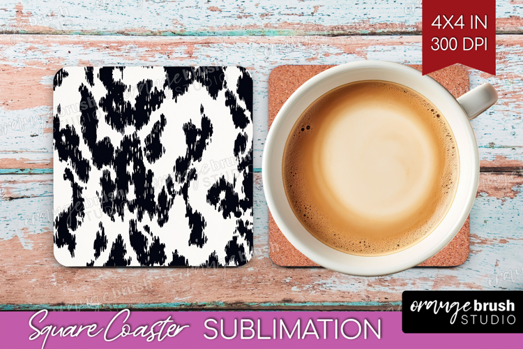 Black and White Square Coaster - Abstract Texture Coaster