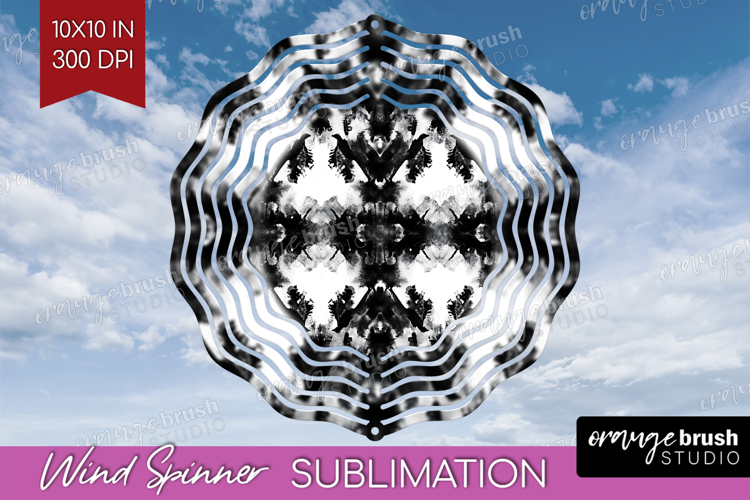 Black and White Wind Spinner Sublimation PNG - Abstract