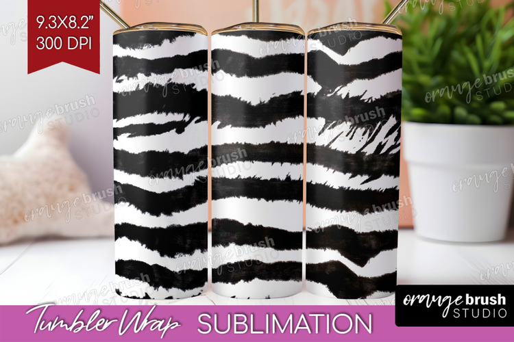Black and White Tumbler Wrap - Abstract Texture Tumbler PNG