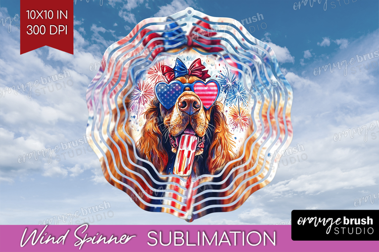 Bloodhound Dog Wind Spinner Sublimation PNG 4th Of July
