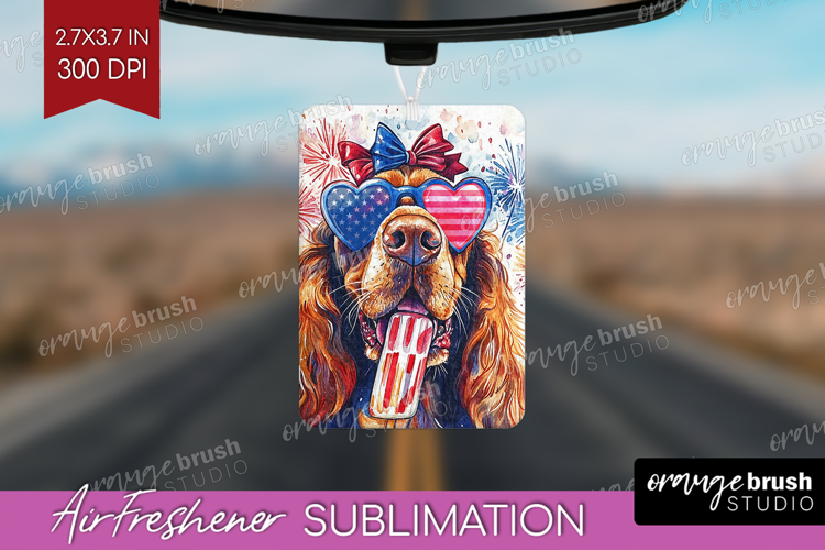 Bloodhound Dog Air Freshener PNG 4th Of July PNG Sublimation
