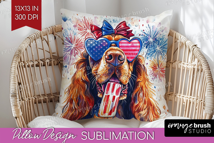 Bloodhound Dog Pillow Sublimation 4th Of July Pillow Cover
