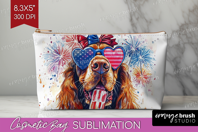 Bloodhound Dog Cosmetic Bag 4th Of July Makeup Bag PNG