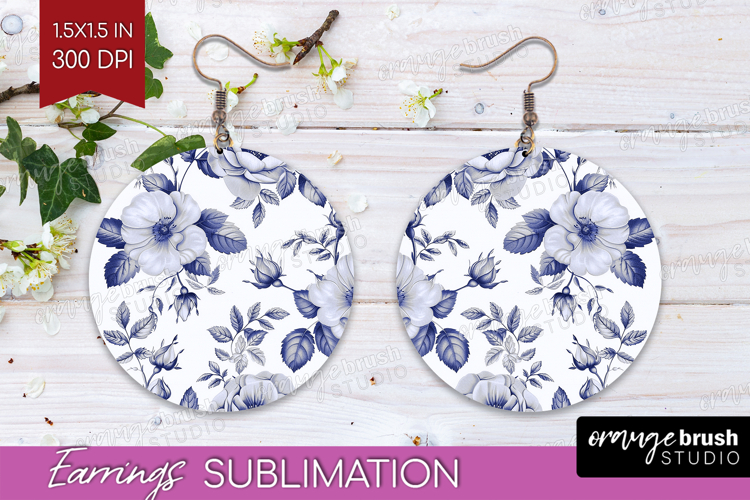 Wildflowers Round Earrings - Summer Floral PNG Sublimation