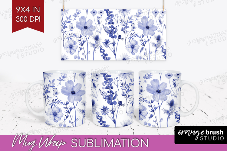 Wildflowers Mug Wrap - Summer Floral Mug PNG Sublimation