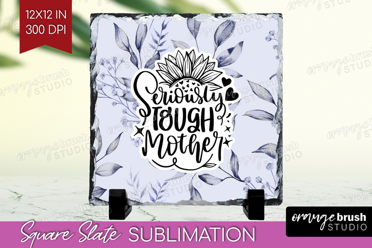 Mothers Day Quote Slate PNG - Blue Flowers Square Slate